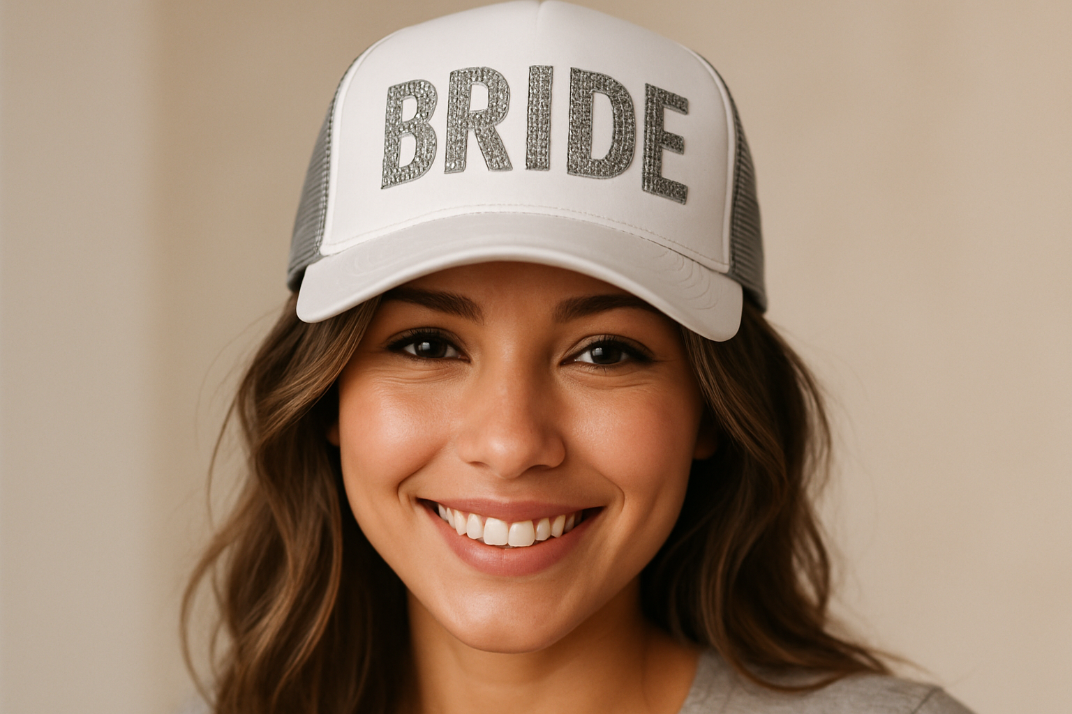 put the word bride in glitter on the hat